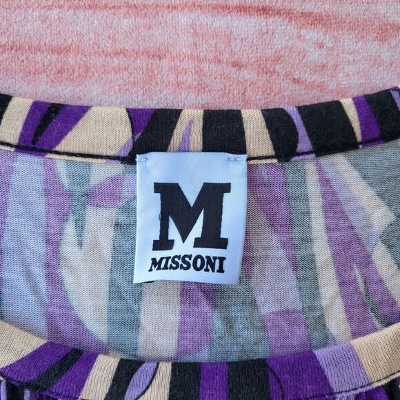 M Missoni Purple Geometric Print Jersey Knit‎ Retro Mini Shift Dress 10US - Picture 6 of 8